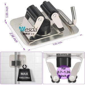 WESDA Garage Buanderie Organisateur Robuste Mop Gripper Rack Perforé Mural Vis Forage <span class=keywords><strong>Balai</strong></span> Mop Holder avec Crochet - Product Image 2