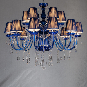Lámpara de Techo de Cristal Azul con Base de Acero Inoxidable, Pantallas de Terciopelo, Bombilla LED E26, Altura Ajustable para Sala de Estar, 220V AC - Product Image 5