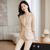 2024 nouveau été Plaid femmes costume veste petit Senior formel professionnel avec décontracté petit sens petit costume professionnel
