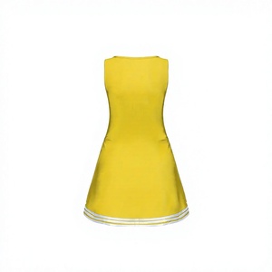 Robe de cheerleading jaune et blanche avec imprimé « Cheers » sur la jupe avant, uniforme adulte, uniformes de cheerleading d'équipe personnalisés avec des designs modernes - Product Image 5