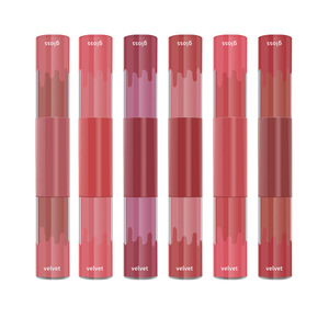 ลิปกลอสเนื้อกำมะหยี่แบบแมทติดทนนาน 2 in 1 6 สี พร้อมโลโก้สั่งทำ ขายส่งจำนวนมาก รับผลิตแบรนด์ส่วนตัว ลิปสติกเนื้อลิควิด - Product Image 1