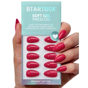 BTARTBOX - Juego de Uñas Postizas Reutilizables al por Mayor, Uñas Postizas Cortas de Color Rojo Sólido, Hechas a Mano, de Gel Suave, de Primera Calidad - Product Image 1