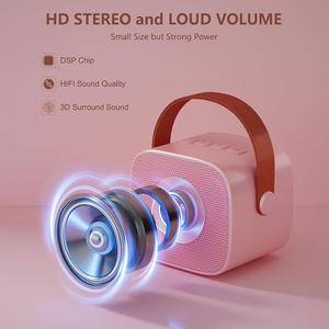 最佳便携式礼物：LED迷你卡拉OK音箱，带2个无线麦克风，适合儿童，<span class=keywords><strong>HiFi</strong></span> RGB LED灯，TF卡，适合户外使用 - Product Image 6