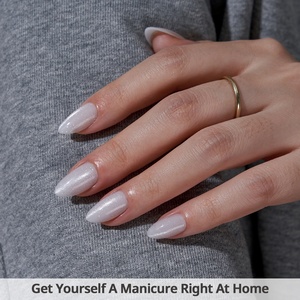 BTArtbox Soft Gel XCOAT Faux Ongles à Presser en Gros, Courts, Amande, Blanc, Effet Œil de Chat, Pailletés, Simples - Product Image 2