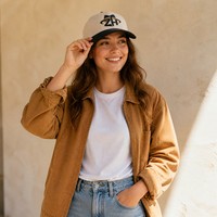 Casquette de baseball unisexe en velours côtelé bicolore crème et noir, visière contrastante, six panneaux, visière incurvée, réglable, logo brodé personnalisé