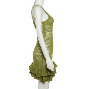 <span class=keywords><strong>Vestido</strong></span> de mujer de punto extraño Sexy Hipster ver a través de dobladillo plisado cuello en V profundo espalda descubierta sin mangas Cami Bodycon <span class=keywords><strong>vestido</strong></span> - Product Image 2