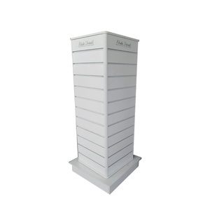 Customized <strong>White</strong> 4 Sided Revolving Slatwall <strong>Display</strong> <strong>Unit</strong> - Product Image 1