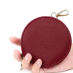 Solid Color Round Zipper Coin <b>Purse</b> Portable Mini Round Korean Style PU Leather Texture Bag Zipper <b>Small</b> Coin <b>Purse</b> - Product Image 3
