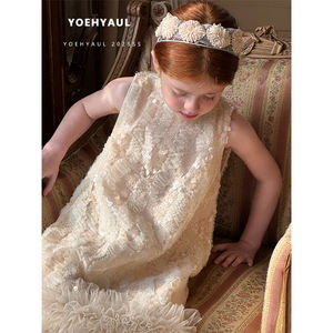 YOEHYAUL 25008 elegante fodera in cotone bambina abito <span class=keywords><strong>da</strong></span> <span class=keywords><strong>sera</strong></span> con paillettes senza maniche per bambini vestito compleanno <span class=keywords><strong>da</strong></span> principessa - Product Image 4