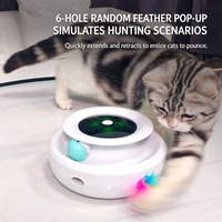 Mainan Kucing Interaktif Otomatis 3 in 1, Bola Bercahaya Bulu Kupu-kupu Berputar Elektrik, Mainan Hiburan Kucing Dalam Ruangan
