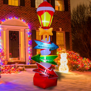 Letrero Inflable de Navidad de 8 Pies para Exteriores, Letrero Luminoso para Estacionamiento, Letrero Inflable de <span class=keywords><strong>Santa</strong></span> Claus con la Leyenda 'Por Favor, Deténgase Aquí' - Product Image 2