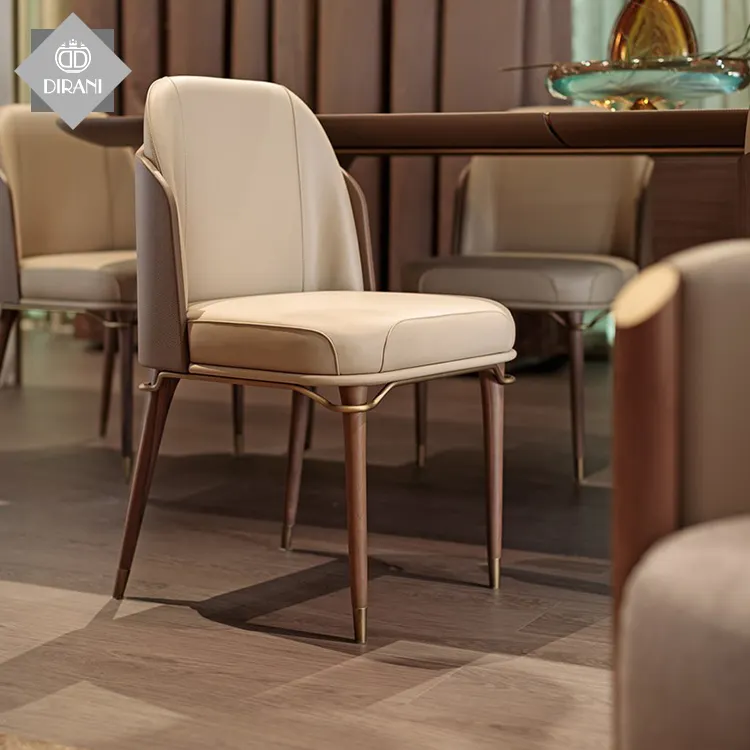 Роскошная деревянная мебель, обеденный стул, высококачественные коричневые деревянные ножки, кожаный чехол, обеденные стулья для домашнего использования