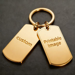 Porte-clés en métal gravé avec photo moderne et à la mode de forme personnalisée Porte-clés à double étiquette souvenir de prime de sublimation promotionnelle - Product Image 3