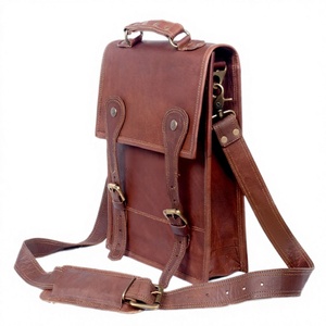 Classic Genuine Leather Vintage Satchel Bag with Shoulder Strap and Hasp Closure Large Capacity for Men Daily Use - Product Image 1