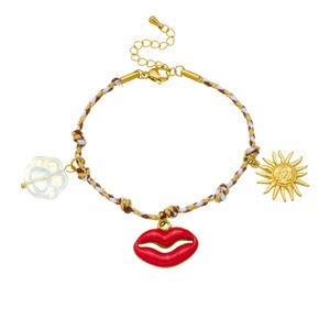 Handmade Braided Rope <b>Bracelet</b> With <b>Red</b> Lip Sun Pendant Bohemian Style Women's Jewelry - Product Image 5