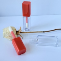 Tubes à gloss transparents en PETG 8 ml pour cosmétiques liquides avec grand applicateur, mini tube à rouge à lèvres rose, impression de logo personnalisée