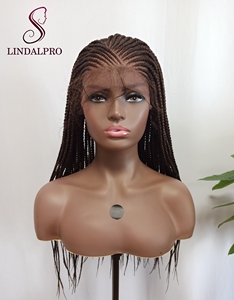 LINDAL intrecciato sintetico parrucche del merletto con i capelli del bambino legato a mano della signora popolare lacefront <span class=keywords><strong>treccia</strong></span> parrucca - Product Image 4