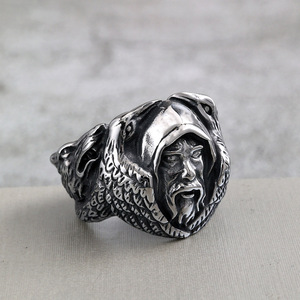 Yunnique – bague tête de loup Viking Odin Raven, en acier inoxydable, bijoux unisexes à la mode, cadeau - Product Image 1