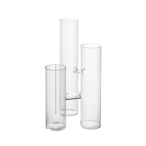Jarrón Minimalista de Triple Vidrio Soplado a Mano, Cilíndrico, Tipo Tubo de Ensayo, para Decoración de Mesa, Arreglos Florales de Pared - Product Image 1