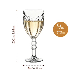 Verre à vin vintage gaufré, écologique, sans plomb, 9 oz, luxe, côtelé, pour flûtes, gobelet en verre transparent, mariage, fête, bar à domicile - Product Image 6