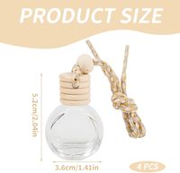 STELLAR PATH Flacon diffuseur de parfum pour voiture en verre cylindrique rond de 8 ml, sérigraphié, avec bouchon en bois naturel et décoration pendentif