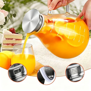 <span class=keywords><strong>Carafe</strong></span> à eau en verre borosilicate de qualité supérieure, 2500 ml, résistante à la chaleur, avec <span class=keywords><strong>filtre</strong></span> et poignée en acier inoxydable - Product Image 5