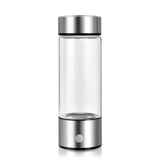कस्टम लोगो मॉर्डन 420ml 14oz यूएसबी चार्जिंग इलेक्ट्रोलाइट पानी की बोतलें उच्च बोरोसिलिकेट ग्लास उपहार के लिए हाइड्रोजन पानी की बोतल