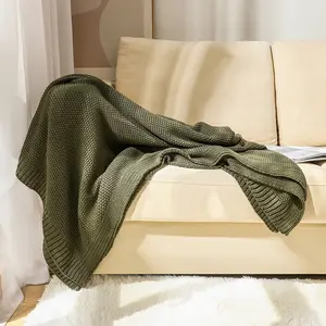 Couverture tricotée canapé gaufré, châle de pause déjeuner de climatisation de bureau, couverture de loisirs