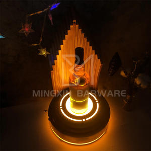 Présentoir élégant en bois à LED pour champagne Porte-bouteille en bois naturel pour la fête à thème de bar Présentoir à champagne de luxe - Product Image 5