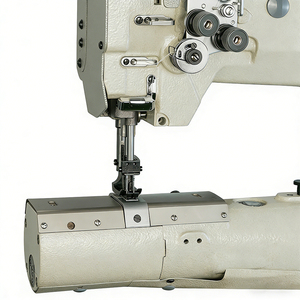 Máquina de coser industrial de doble aguja con gancho grande y cama cilíndrica para coser cadenas, ideal para forrar equipaje y cojines de asientos de coche. - Product Image 4