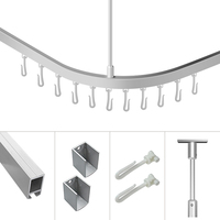 Rails de rideau de douche à glissière pour cubicle, rouleaux porte-rideaux, crochets de rail pour montage au plafond, rails d'hôpital