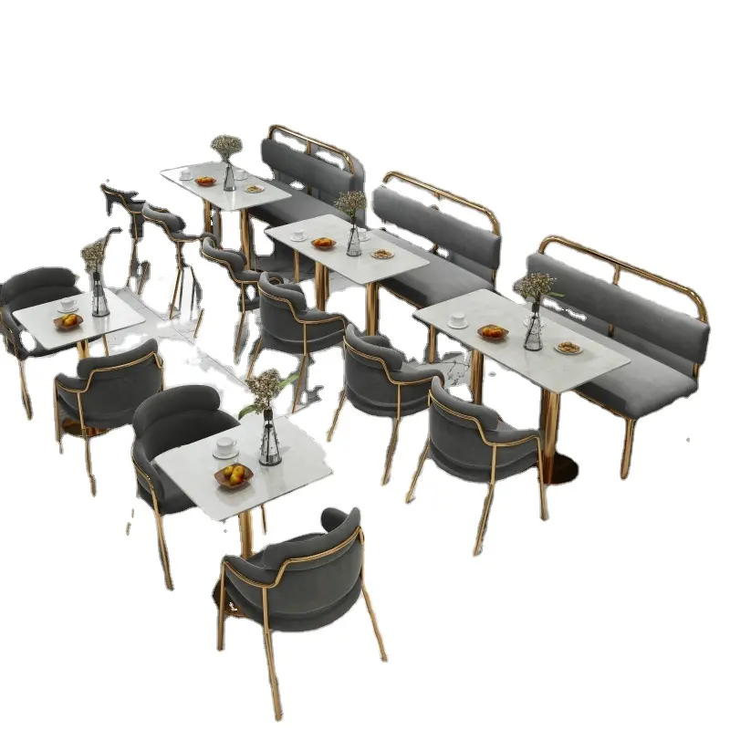 Tavoli e sedie con struttura in metallo di buona qualità per ristorante tavoli e sedie con rivestimento in pelle