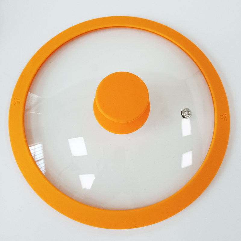 Orange silicone rim glass lid