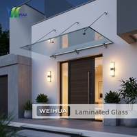 Verre trempé stratifié transparent sur mesure pour auvent anti-impact, protection contre la pluie, pour entrée de bâtiment commercial