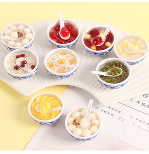 Trung Quốc Phong Cách PVC Mô Phỏng Thu Nhỏ Nhà Bếp Mô Hình Thực Phẩm Màu Xanh Trắng Sứ Nhựa Thủ Công Từ Tủ Lạnh Knick-Knacks - Product Image 5