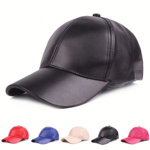 Casquette de baseball en PU 6 panneaux personnalisée vierge en gros, casquette de baseball en cuir solide noir pour hommes - Product Image 2