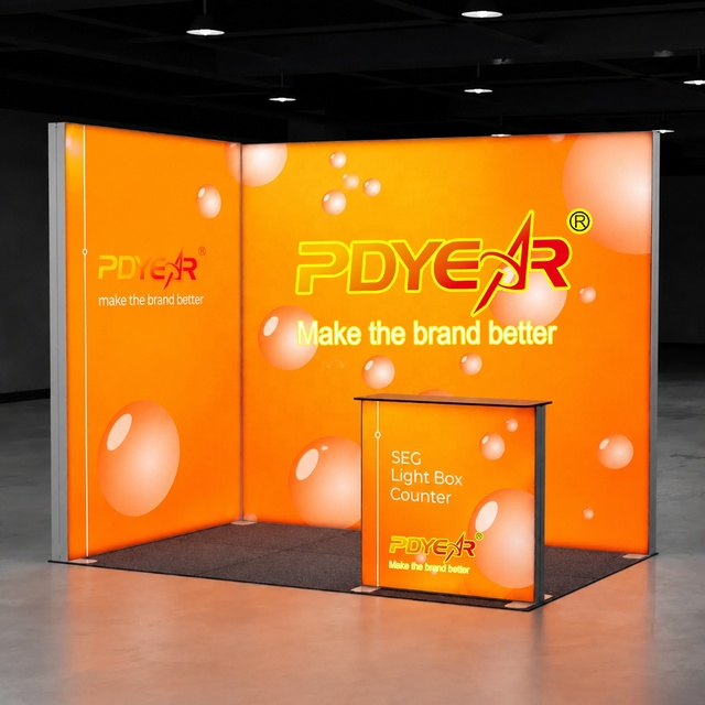 Trade Show SEG PVC Tension Fabric Backdrop Pop up LED Backlit Light Box for Exhibition Booth Display Rectangle Decorative