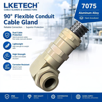 LKETECH Presse-étoupe flexible en aluminium 7075, étanche IP68, taille M25 pour câble de 10-14 mm, résistant à la corrosion