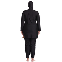 Burkinis rayés personnalisés pour femmes grandes tailles, ensemble 3 pièces avec fermeture éclair, compatible hijab, pantalon couvrant intégral, col montant, logo frontal