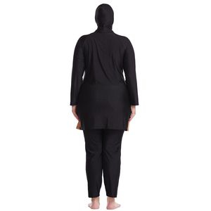 Traje de baño musulmán a rayas de talla grande personalizado para mujer con cremallera e Hijab Compatible con cobertura completa traje de baño estampado - Product Image 5