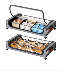 Sob O Armazenamento Da Cama Com Rodas, Paquete de 2 Sob a Cama Receptores Do Armazenamento Com Tampas Claras - Product Image 6