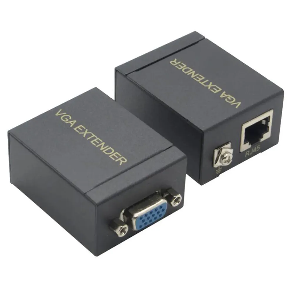60m VGA Extender to RJ45 Ethernet Signal Extender Cat 5e Cat6 Lan Network Transmitter Receiver Adapter