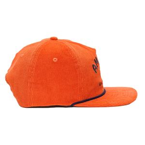 Casquettes Snapback non structurées à 5 panneaux personnalisées avec logo brodé en corde, casquettes en velours côtelé orange - Product Image 4