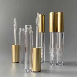 Altın yuvarlak kirpik tüp Eyeliner allık sıvı dağıtıcı şişe sprey işlemi plastik ambalaj kirpik makyaj çıkarıcı
