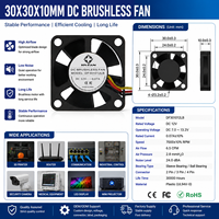 Ventilateur de refroidissement sans balais DC 30x30x10mm 5V 12V 24V Mini ventilateur axial pour routeur, commutateur réseau, équipement de contrôle industriel