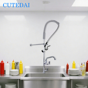 47&quot; Height Brass Deck Mount <strong>Kitchen</strong> Sink <strong>Faucet</strong> Pull-Down Pre-Rinse <strong>Sprayer</strong> Commercial Grade for Hotel Restaurant Industries - Product Image 4