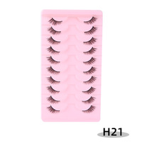 Saint-Valentin - Lot de 10 paires de faux cils épais en poils synthétiques semi-naturels, effet queue de renard, extension naturelle, noir naturel