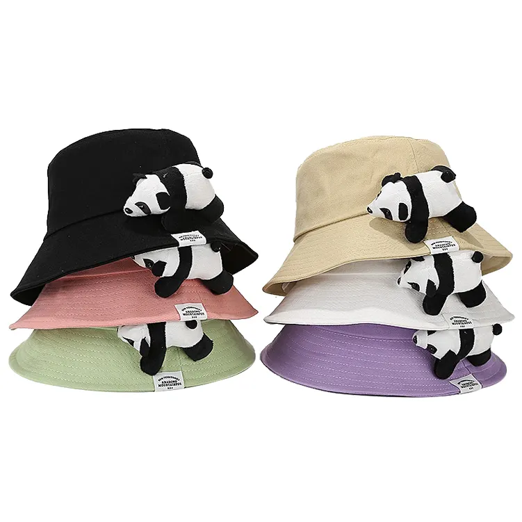 Custom Logo Cute Panda Bucket Hats Embroidery Custom Logo Bucket hat