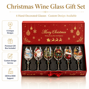 Set Regalo di Bicchieri da <span class=keywords><strong>Vino</strong></span> Natalizi, 6 Pezzi, Calici con Stelo, Decorazioni Natalizie con Babbo Natale, Pupazzo di Neve, Albero e Ghirlanda, Regalo per le Feste, Vendita all'Ingrosso - Product Image 4