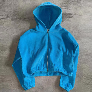 Felpa con Zip Personalizzata da <span class=keywords><strong>Uomo</strong></span> Stile Retrò Streetwear 100% Cotone con Motivo Stampato Invernale Corta Vestibilità Ampia con Decalcomania Ricamata - Product Image 3